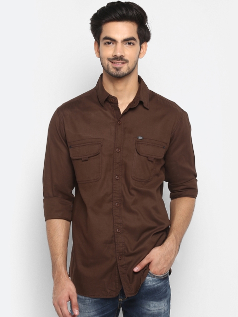 

Mufti Men Brown Slim Fit Solid Casual Shirt