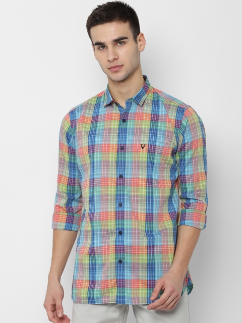 

Allen Solly Men Blue & Green Slim Fit Checked Casual Shirt