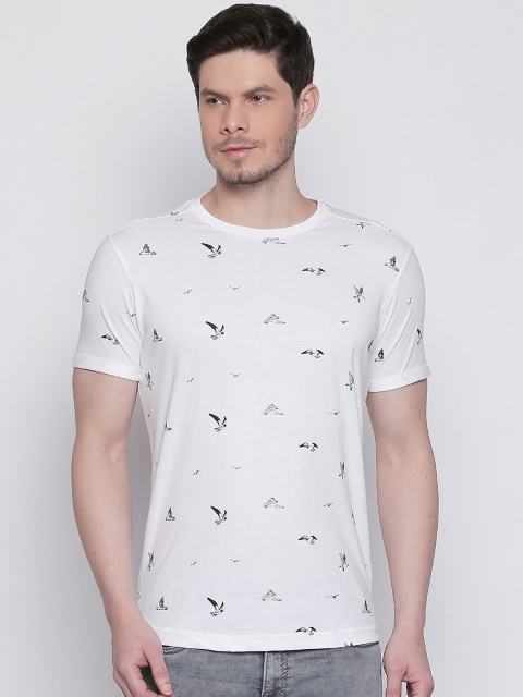 

Mufti Men White Printed Round Neck Pure Cotton T-shirt