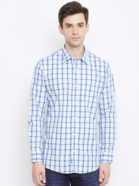 

Duke Men Green & Blue Slim Fit Checked Casual Shirt