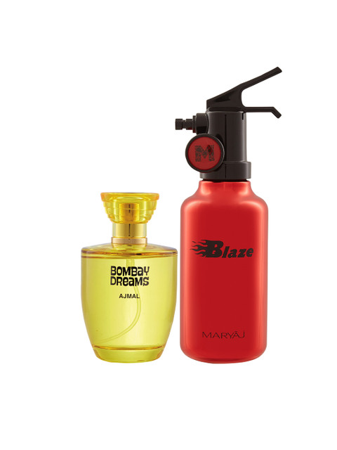

Ajmal Unisex Set of 2 BombayDreams & Maryaj Blaze EDP Perfume Scent for Skin 100ML each, Yellow