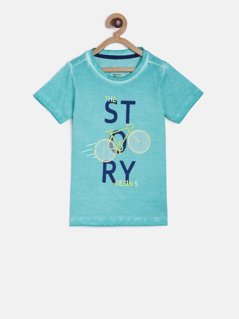 

TALES & STORIES Boys Sea Green Printed Round Neck T-shirt