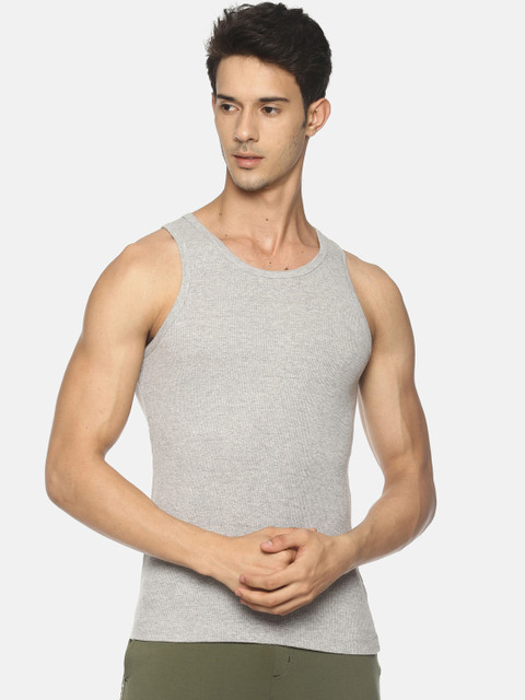 

Soul Space Men Grey Melange Solid Organic Cotton Innerwear Vest MIW-8016