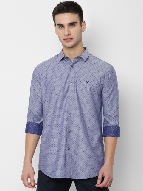 

Allen Solly Men Navy Blue Slim Fit Printed Casual Shirt