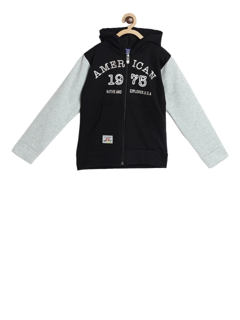 

SWEET ANGEL Boys Black & Grey Printed Hooded Sweatshirt
