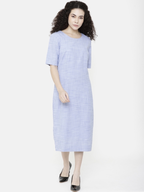 

Double Two Women Blue Printed Fit and Flare Dress