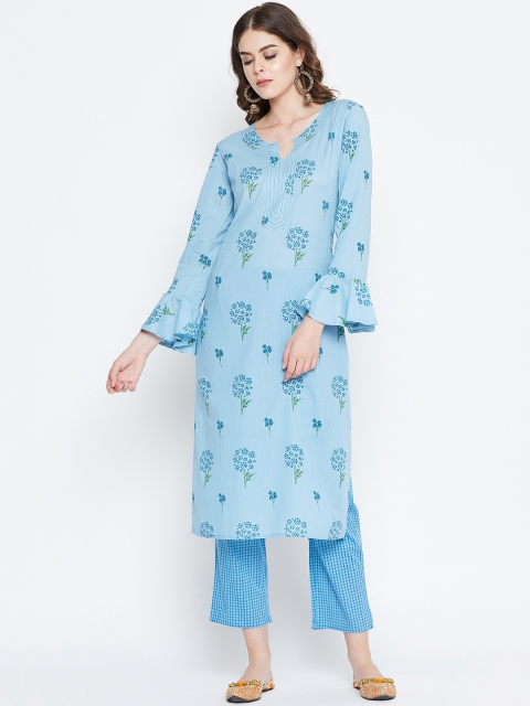

Prakhya Women Blue Printed Kurta with Trousers