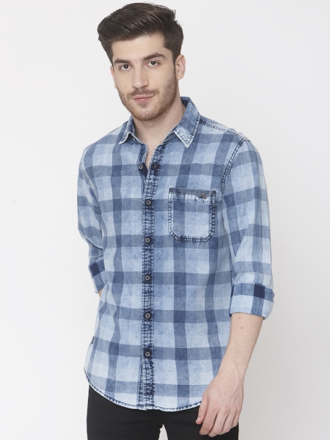 

Mufti Men Blue Slim Fit Checked Casual Shirt