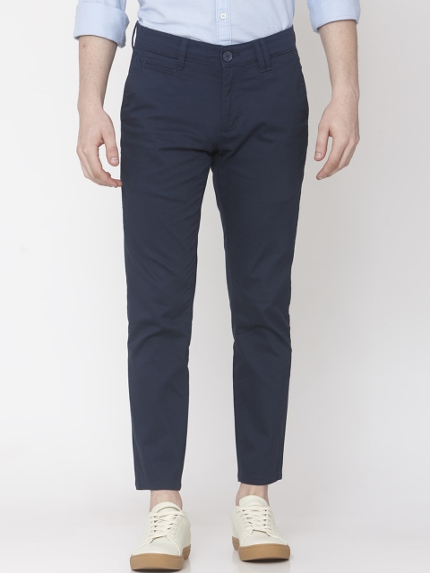

Mufti Men Navy Blue Slim Fit Solid Regular Trousers