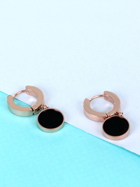 E2O Black & Gold-Plated Geometric Hoop Earrings