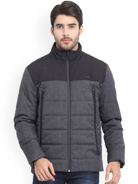 

t-base Men Grey Colourblocked Lightweight Puffer Jacket