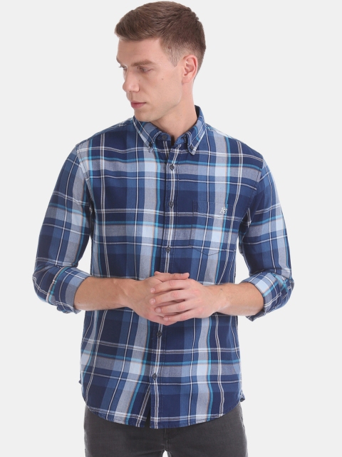 

Aeropostale Men Blue & White Regular Fit Checked Casual Shirt