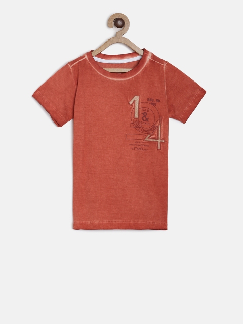 

TALES & STORIES Boys Rust Red Printed Round Neck T-shirt