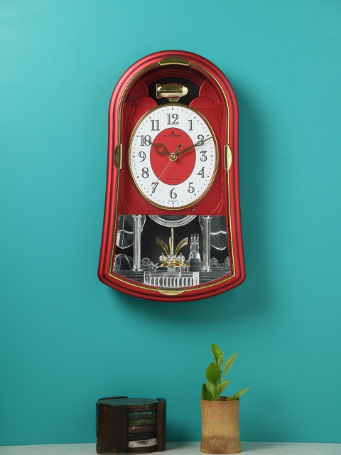 

ZANIBO White & Red Geometric Colourblocked 23 cm Analogue Wall Clock