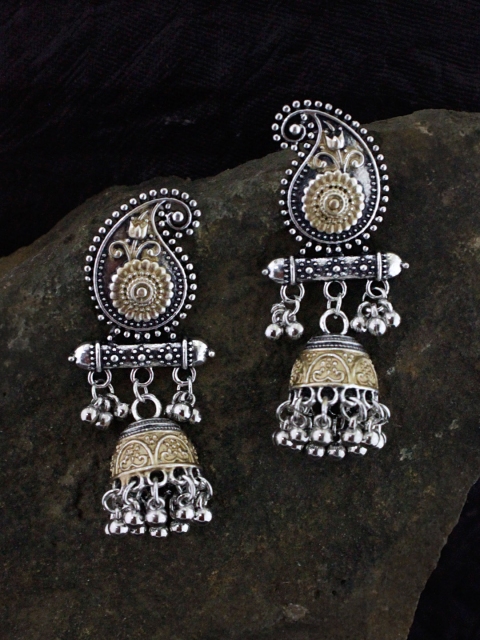 

Sia Art Jewellery Silver Plated Dome Shaped Jhumkas