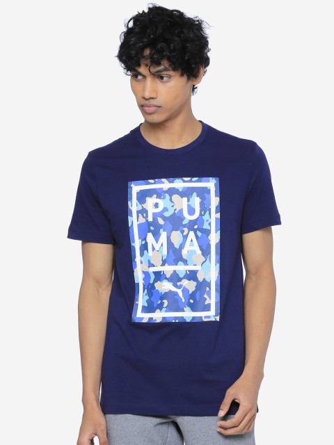 

Puma Men Blue Printed Round Neck Above The Bar Camo T-shirt