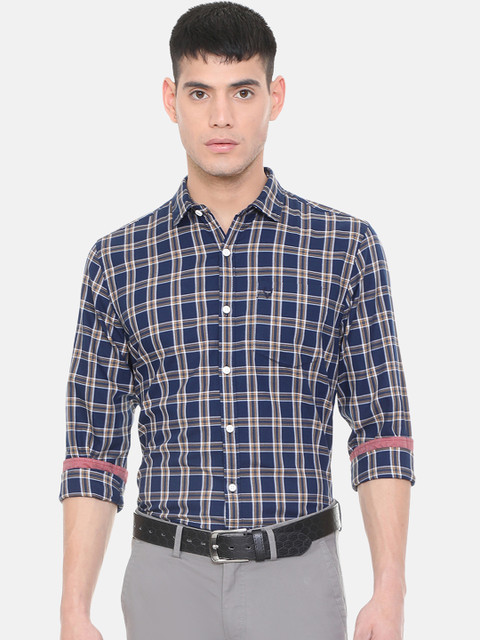

Solly Jeans Co. Men Blue Slim Fit Checked Semiformal Shirt