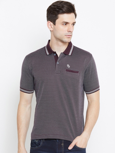 

Duke Men Maroon & White Printed Polo Collar T-shirt