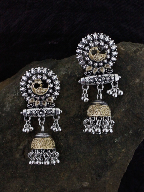 

Sia Art Jewellery Silver Plated Dome Shaped Jhumkas