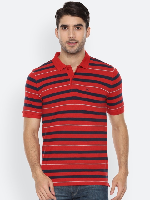 

Van Heusen Sport Men Red Striped Polo Collar Pure Cotton T-shirt