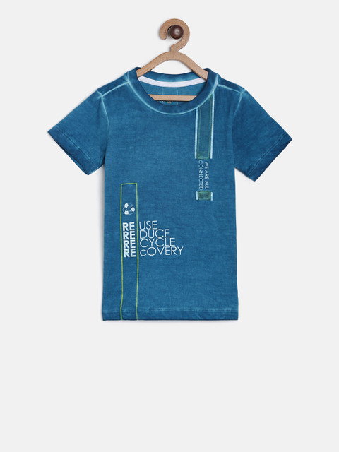 

TALES & STORIES Boys Teal Printed Round Neck T-shirt