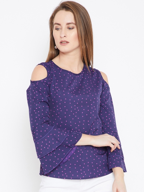 

Toshee Women Navy Blue Star Print Top