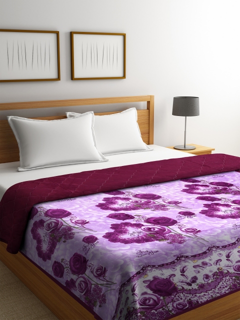 

KLOTTHE Purple Floral AC Room 300 GSM Double Bed Comforter