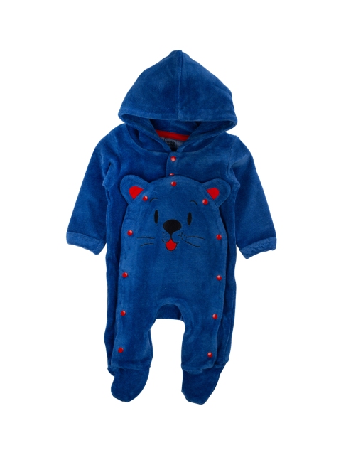 

MeeMee Infant Boys Blue Solid Hooded Sleepsuit