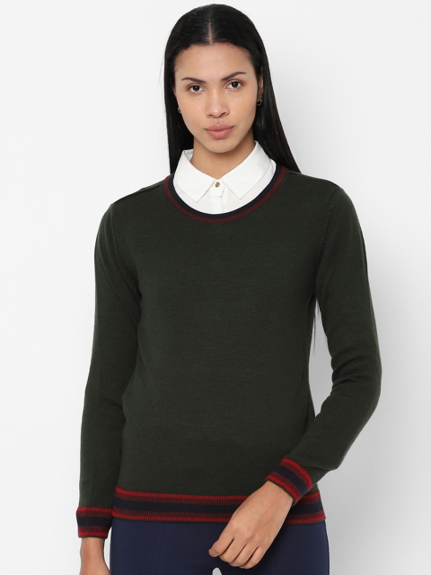

Allen Solly Woman Green Solid Pullover Sweater