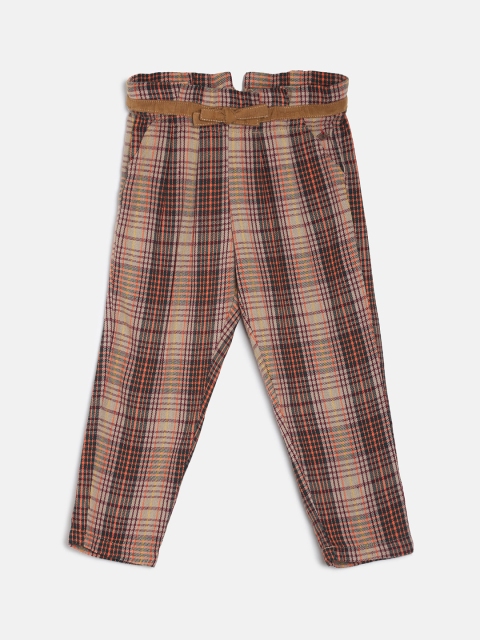 

TALES & STORIES Girls Brown Slim Fit Self Design Regular Trousers