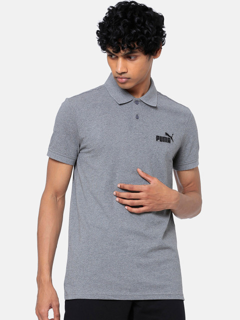 

Puma Men Grey Printed ESS Pique Polo T-shirt