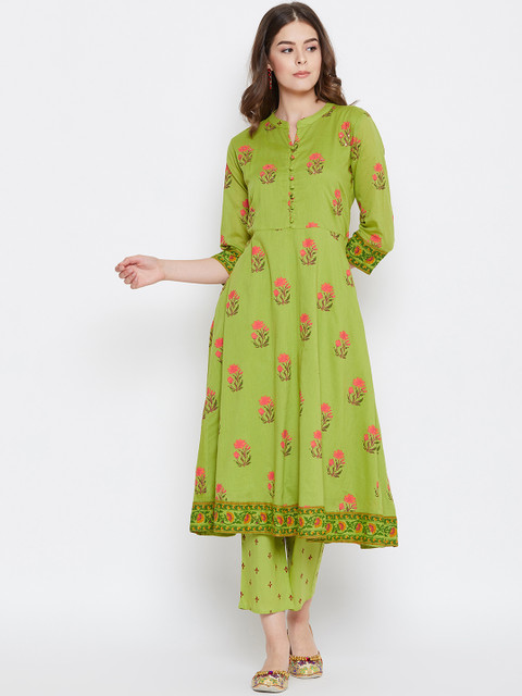 

Prakhya Women Green Printed Kurta with Trousers