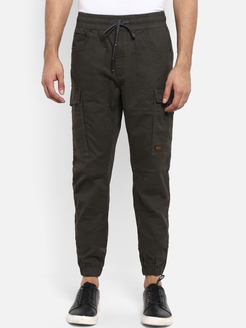 

Mufti Men Olive Green Slim Fit Solid Joggers