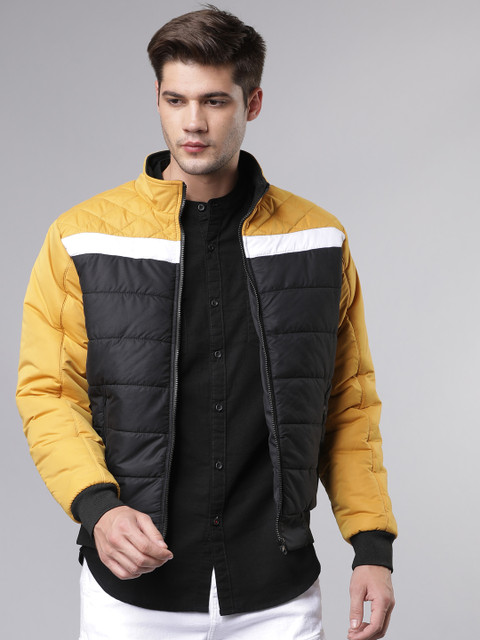 

Ecko Unltd Men Black & Mustard Yellow Colourblocked Puffer Jacket