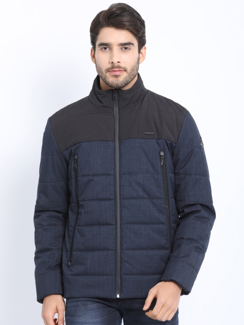 

t-base Men Navy Blue Colourblocked Lightweight Puffer Jacket