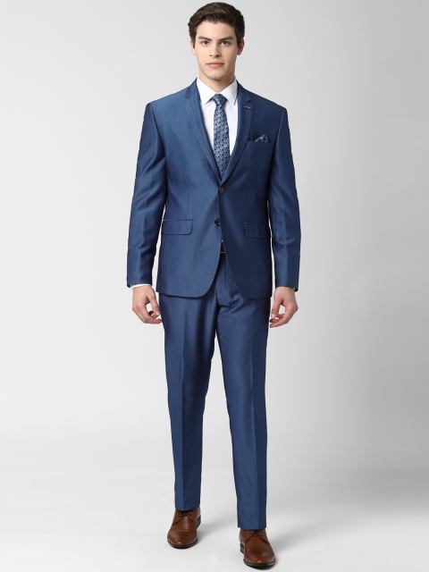 

Peter England Men Blue Self Design Single-Breasted Slim Fit Suit