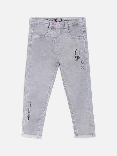 

TALES & STORIES Girls Grey Slim Fit Mid-Rise Clean Look Jeans