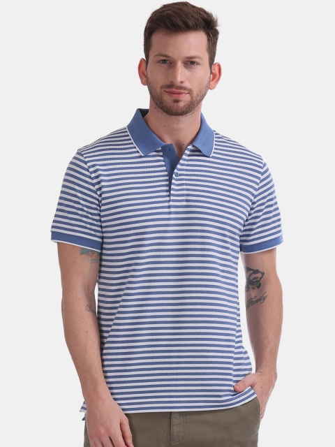 

GANT Men Blue Striped Polo Collar T-shirt