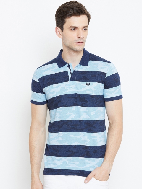 

Duke Men Blue Printed Polo Collar T-shirt