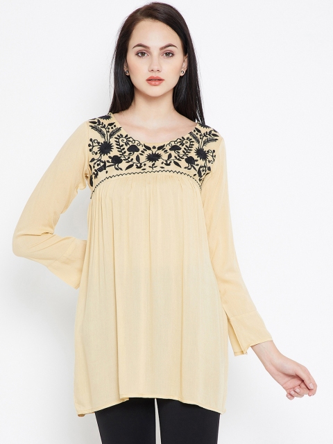 

Toshee Women Beige & Black Embroidered Detail Tunic