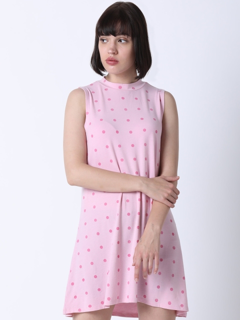 

Huetrap Women Pink Printed T-shirt Dress
