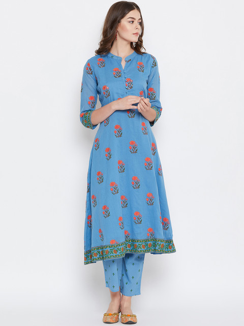 

Prakhya Women Blue Printed Kurta with Trousers