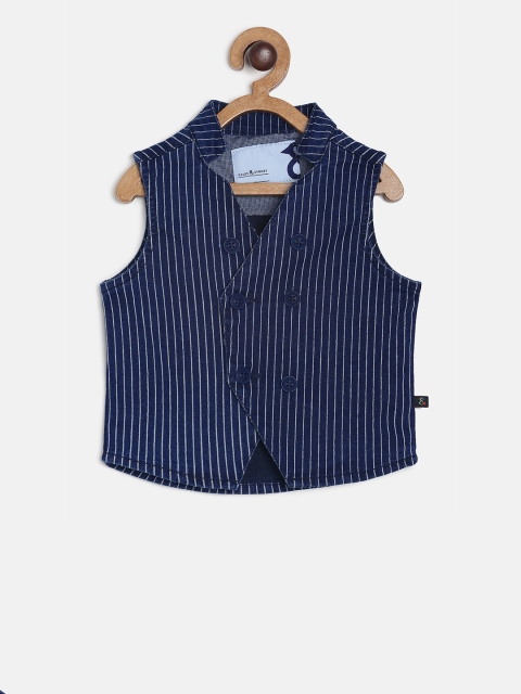 

Tales & Stories Boys Navy Blue & White Striped Regular Fit Pure Cotton Waistcoat