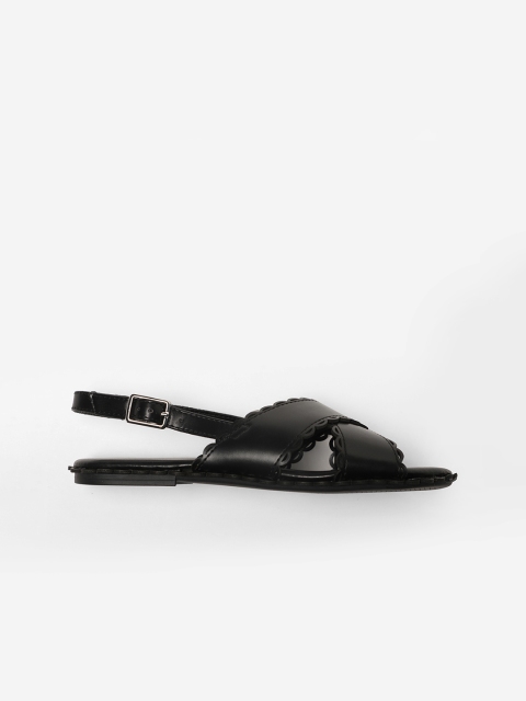 

CHARLES & KEITH Girls Black Solid Open Toe Flats