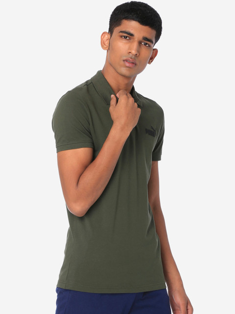 

Puma Men Green Solid ESS Pique Polo Forest T-shirt