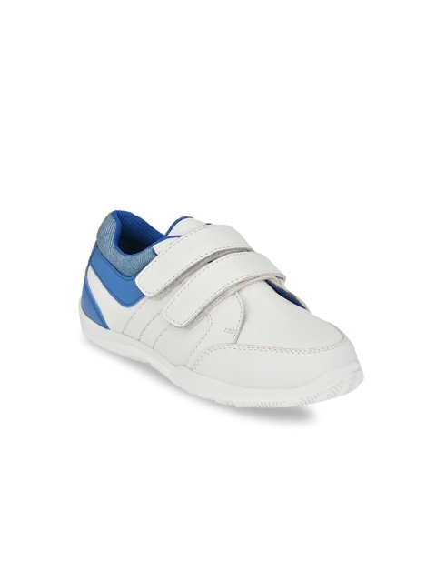 

TUSKEY Boys White & Blue Colourblocked Leather Slip-On Sneakers
