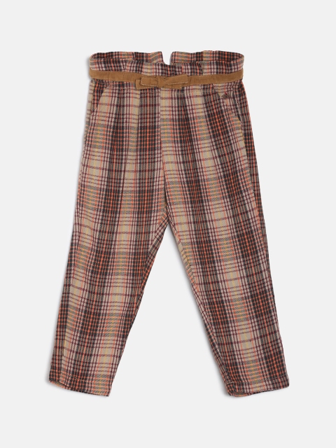 

TALES & STORIES Girls Brown Slim Fit Self Design Regular Trousers