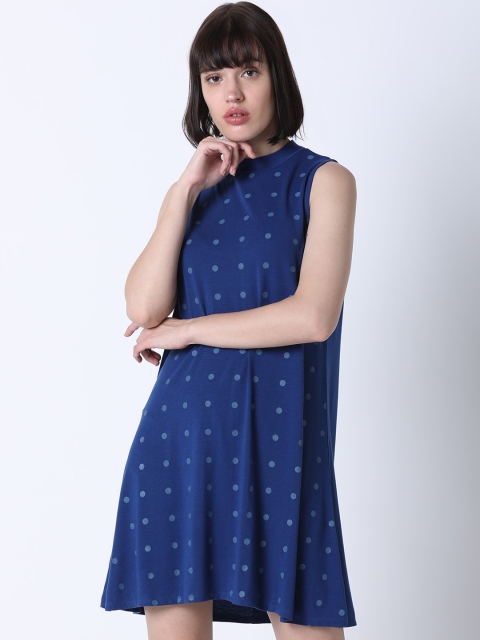

Huetrap Women Blue Printed T-shirt Dress