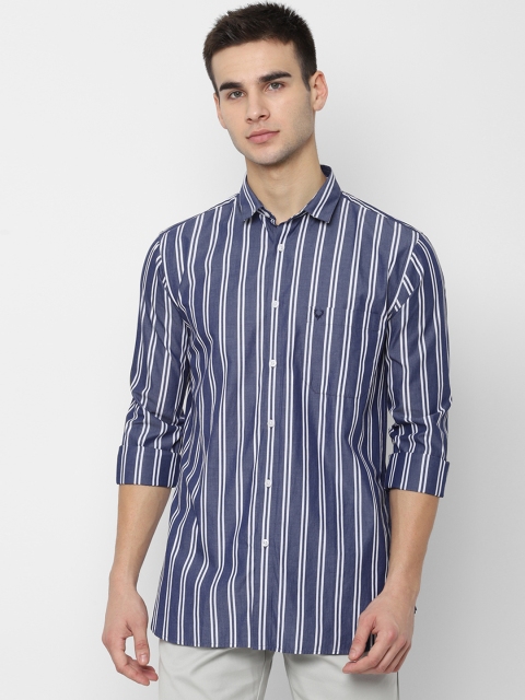 

Allen Solly Men Navy Blue Slim Fit Striped Casual Shirt