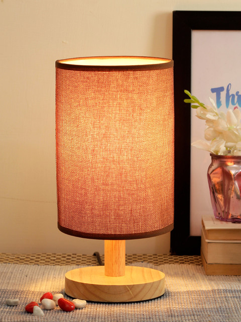 

TIED RIBBONS Brown Solid Bedside Table Top Lamp with Shade